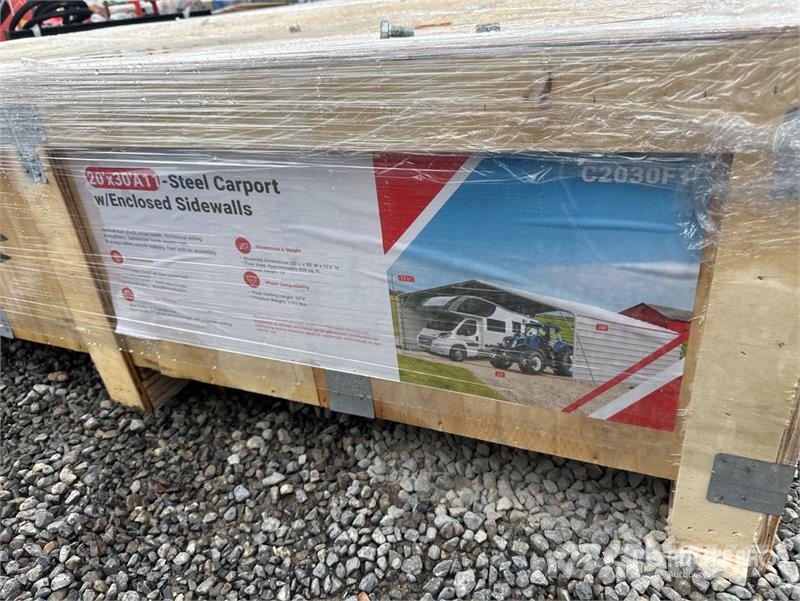 SDLC2030FT 20 ft x 30 ft Enclosed Carport (Unused) Stalen constructies