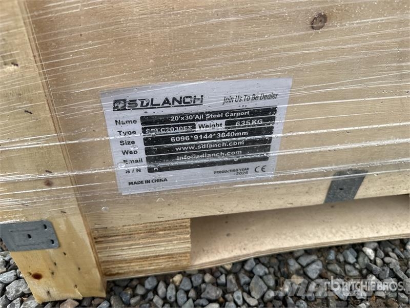SDLC2030FT 20 ft x 30 ft Enclosed Carport (Unused) Stalen constructies