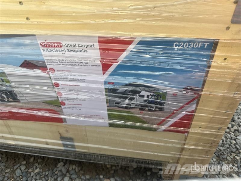 SDLC2030FT 20 ft x 30 ft Enclosed Carport (Unused) Stalen constructies