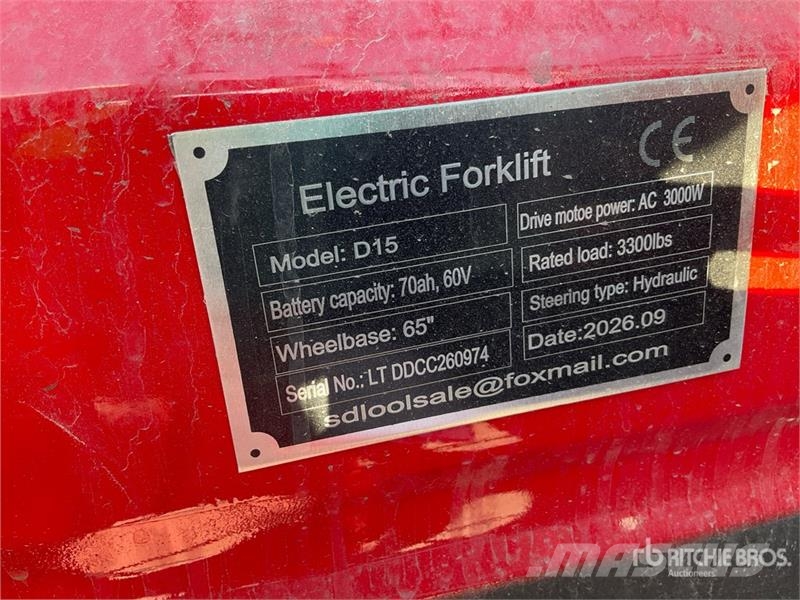 SDLOOL SL-E15 3300 lb Electric Forklift (Unused) Wózki elektryczne