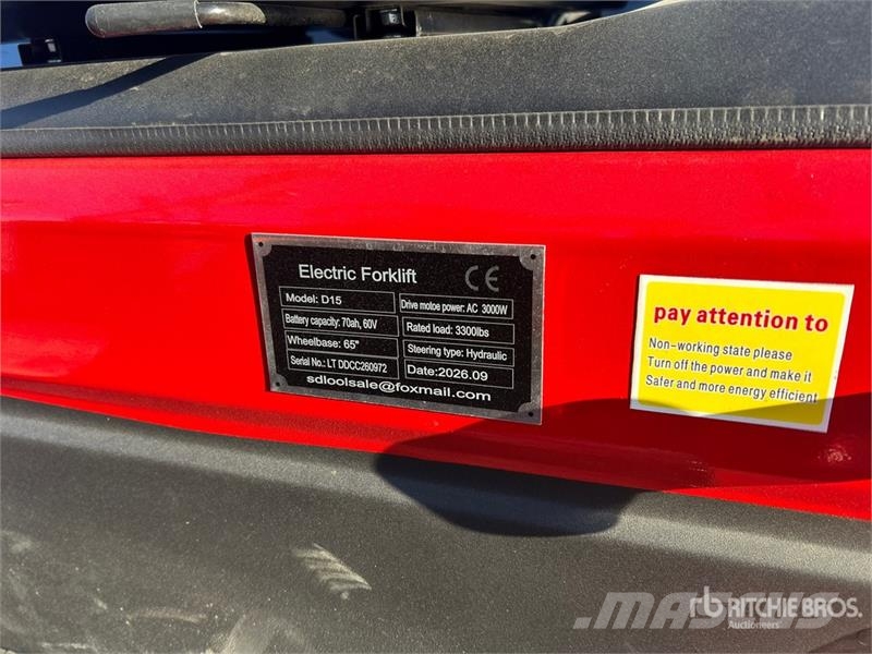  SDLOOL SL-E15 3300 lb Electric Forklift (Unused) Empilhadores eléctricos