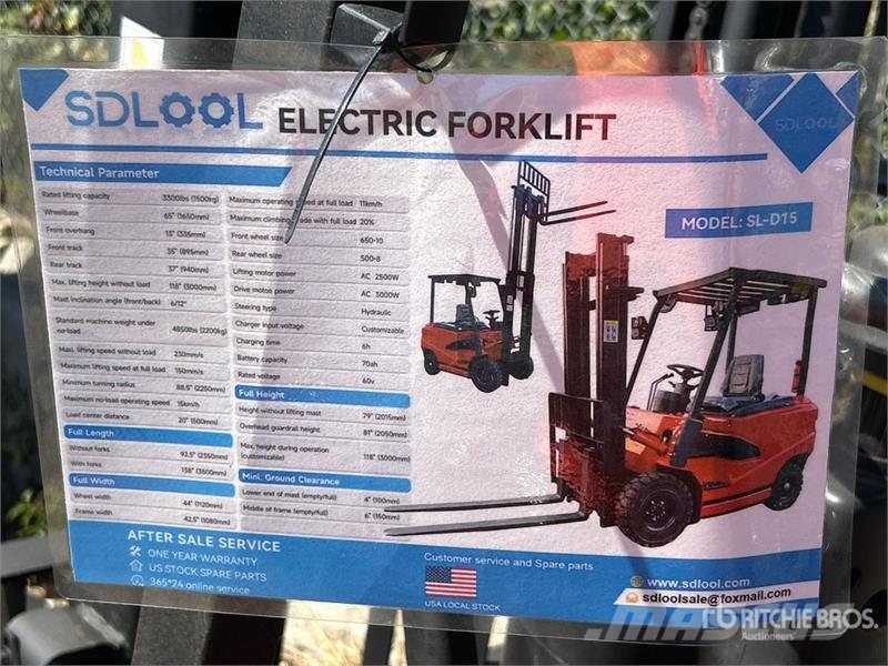 SDLOOL SL-E15 3300 lb Electric Forklift (Unused) شاحنات ذات رافعات شوكية تعمل بالكهرباء