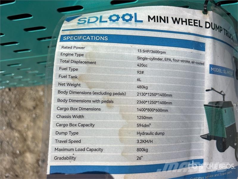  SDLOOL SL-M1300 Mini Mini Wheeled Dumper (Unused) عربات نقل قلابة للمواقع