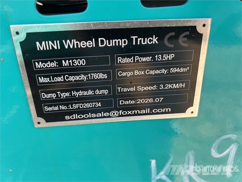  SDLOOL SL-M1300 Mini Mini Wheeled Dumper (Unused) عربات نقل قلابة للمواقع