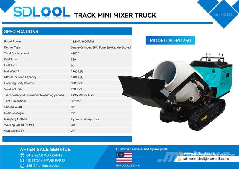 SDLOOL SL-MT750 Track Mini Mixer Concrete Buggy (U Concrete accessories