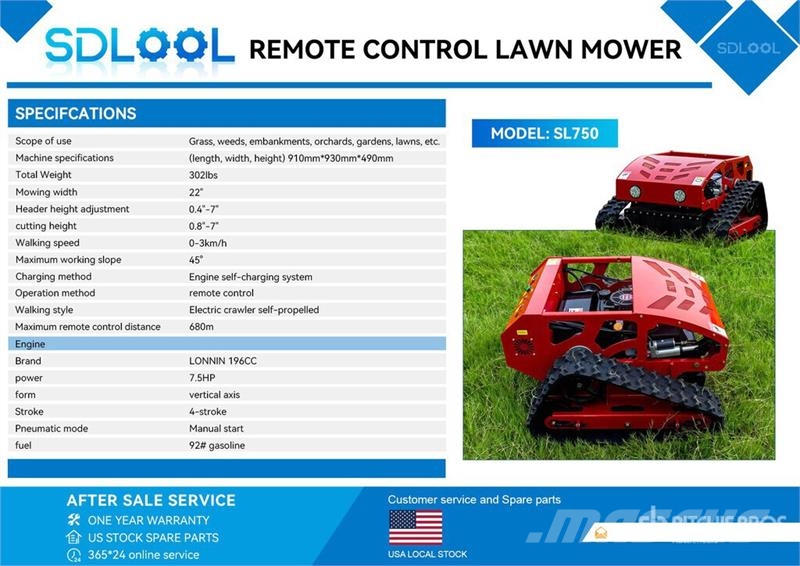 SDLOOL SL750 Remote Control Lawn Mower (Unused) Ráülős fűnyírók
