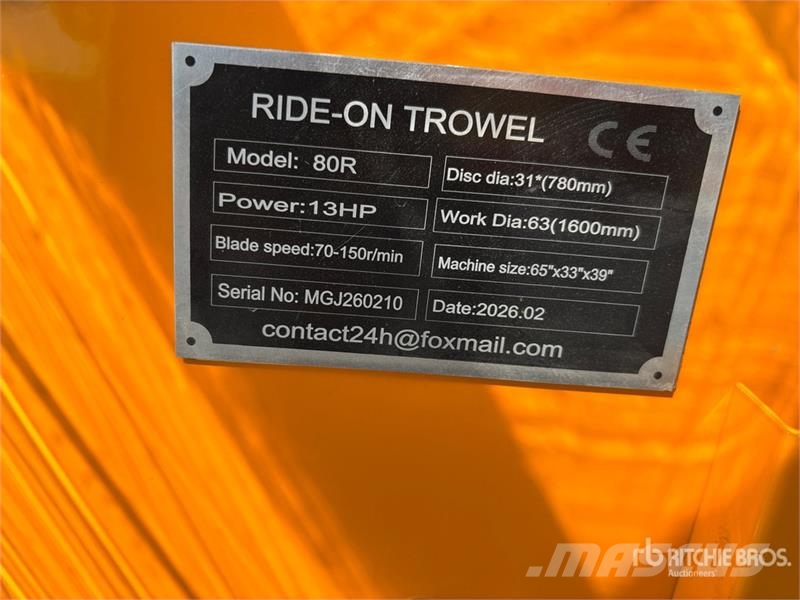  SDLOOL SL80R Ride-On Power Trowel (Unused) Truelles