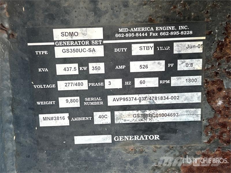 Sdmo GS350UC-SA 350 kW Skid-Mounted Generator Set مولدات ديزل