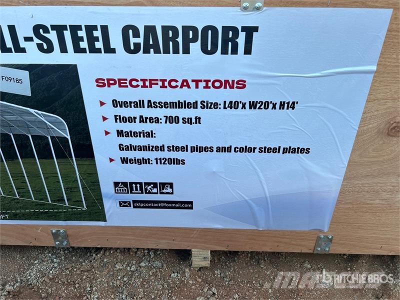  SKLP SK-SC40 20 ft x 40 ft All Steel Carport (Unus 철골 건물
