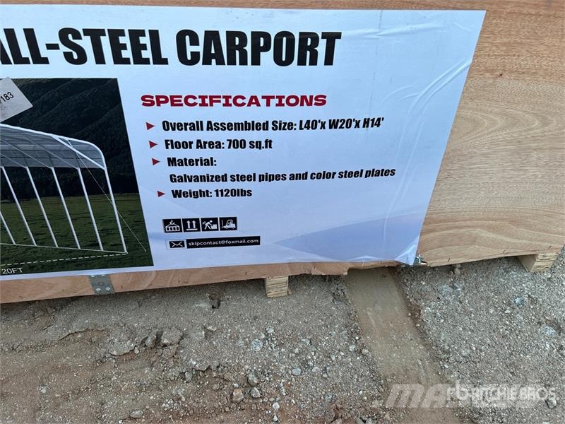  SKLP SK-SC40 20 ft x 40 ft All Steel Carport (Unus 철골 건물