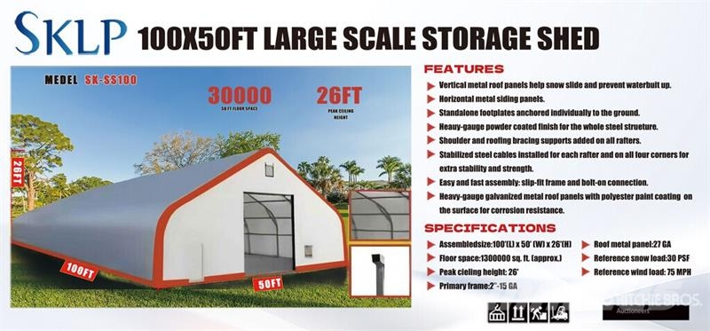 SKLP SK-SS100 50 ft x 100 ft Storage Building (Unu Stålramsbyggnader