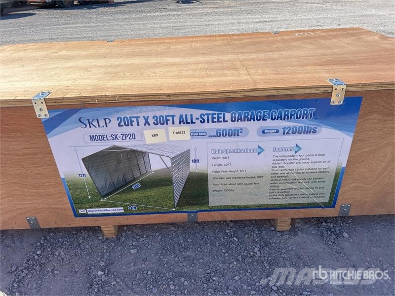  SKLP SK-ZP20 20 ft x 30 ft All-Steel Carport (Unus Stålrammer