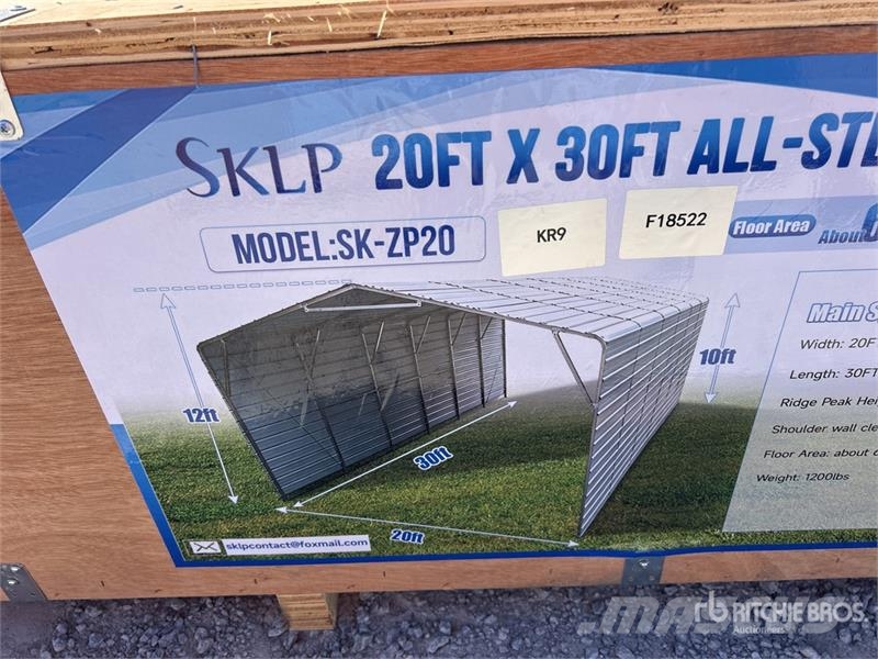  SKLP SK-ZP20 20 ft x 30 ft All-Steel Carport (Unus Stålrammer