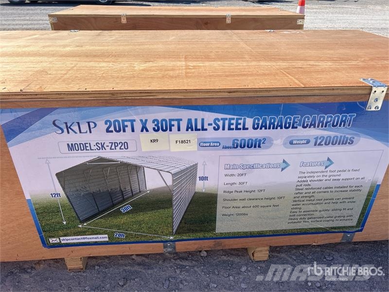 SKLP SK-ZP20 20 ft x 30 ft All-Steel Carport (Unus Stahlrahmenaufbauten