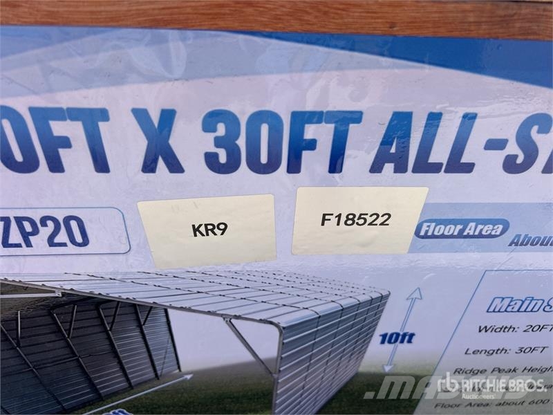  SKLP SK-ZP20 20 ft x 30 ft All-Steel Carport (Unus Stålrammer