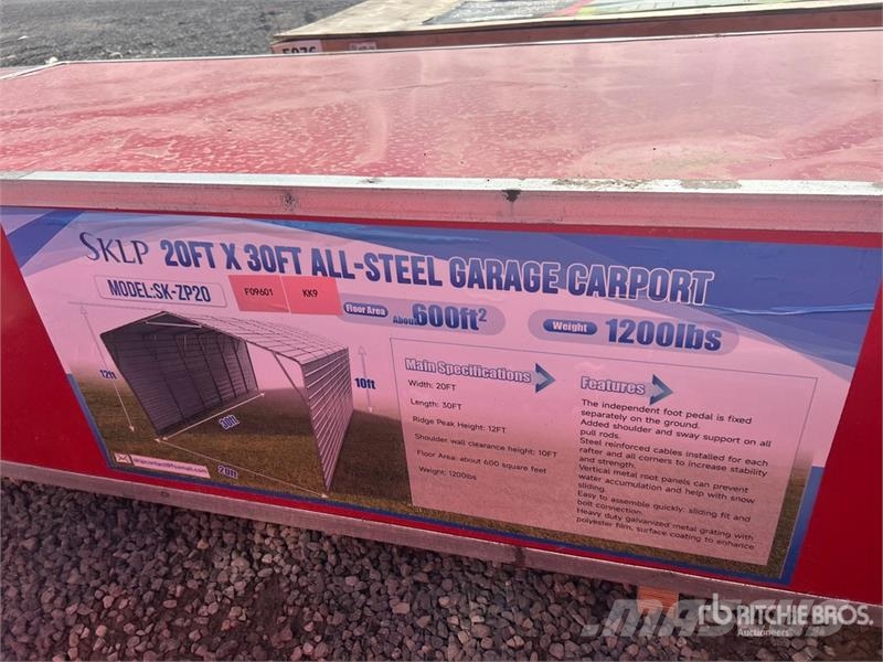 SKLP SK-ZP20 20 ft x 30 ft Carport (Unused) 철골 건물