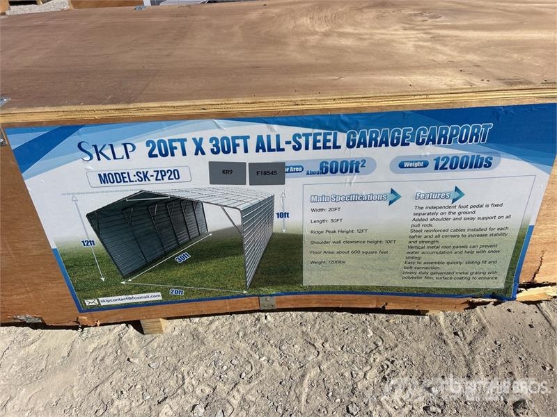  SKLP SK-ZP20 20 ft x 30 ft All-Steel Carport (Unus Stahlrahmenaufbauten