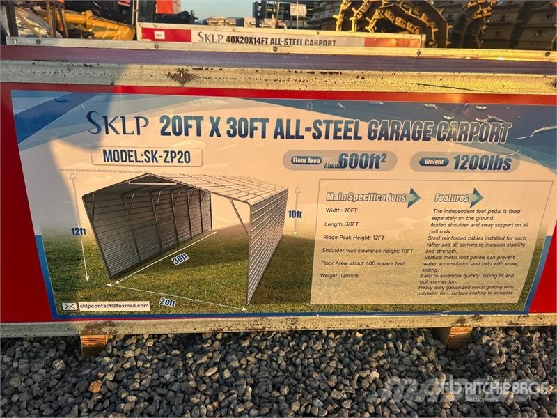  SKLP SK-ZP20 20 ft x 30 ft All-Steel Enclosed Carp Plieno karkaso pastatai