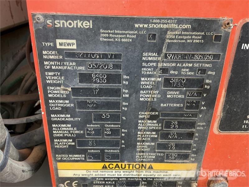 Snorkel S2770RT Diesel Scissor Lift Scissor lifts