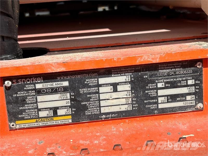 Snorkel S3219E Scissor Lift Ollós emelők