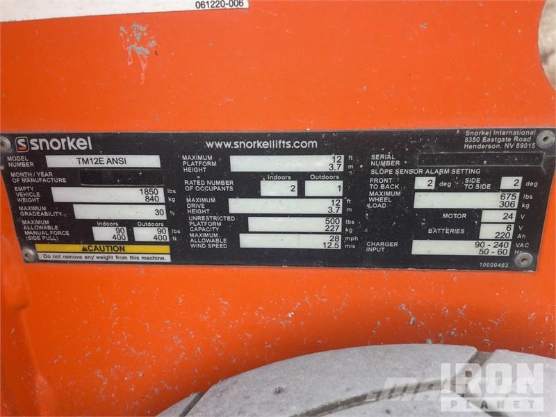 Snorkel TM12E Vertical Mast Lift Vertikaalsed mast tõstukid