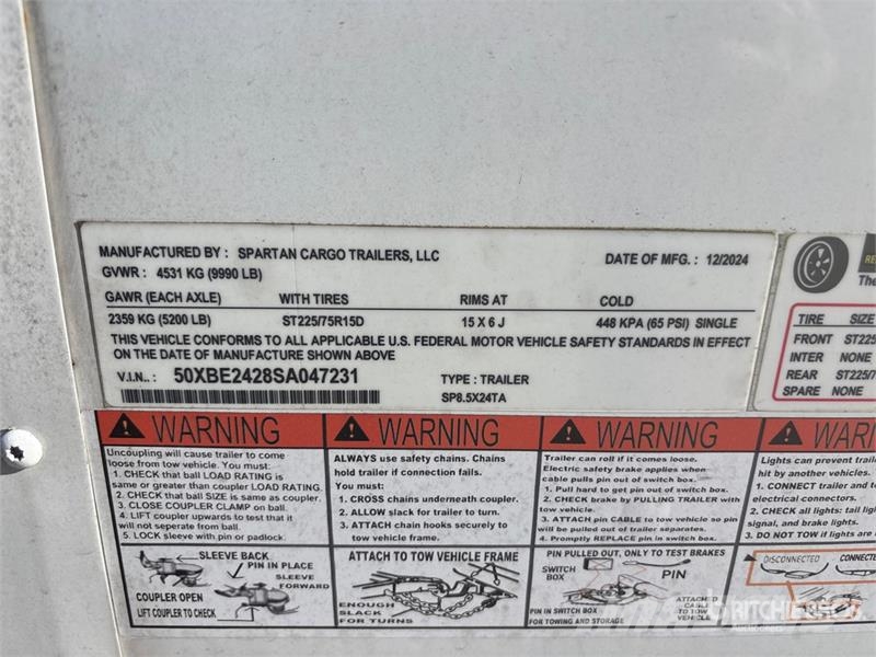 Spartan Cargo 24 ft T/A Enclosed Trailer Van Body Trailers
