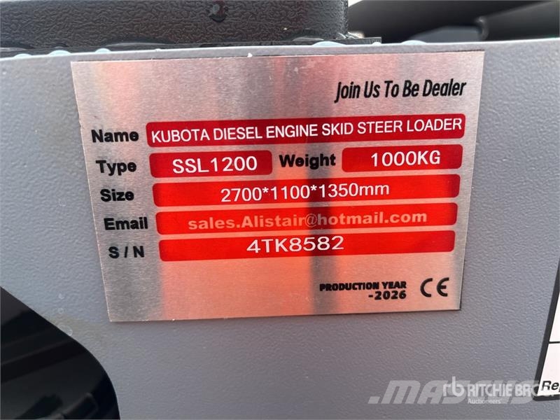 SSL1200-GRAY Mini Kubota Diesel Compact Track Load Šmykom riadené nakladače