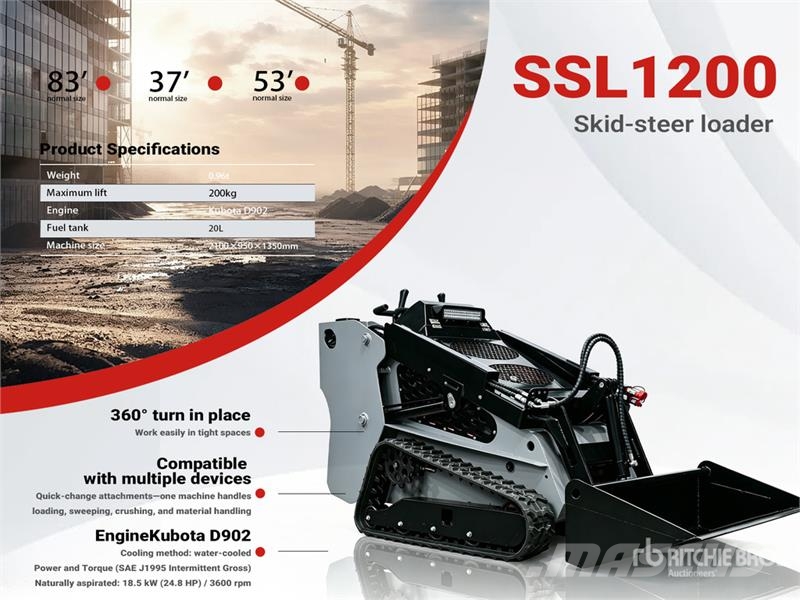  SSL1200-GRAY Mini Kubota Diesel Compact Track Load Skid steer loaders
