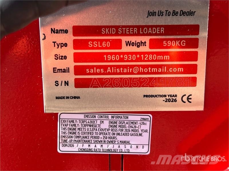 SSL60-RED Compact Track Loader (Unused) Lietoti riteņu kompaktiekrāvēji
