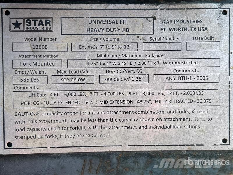 Star Industries 1360B Heavy Duty Jib ملحقات ومكونات أخرى