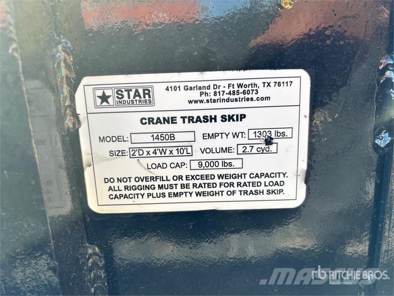 Star Industries 1450B Crane trash skip Nosturien osat ja lisävarusteet