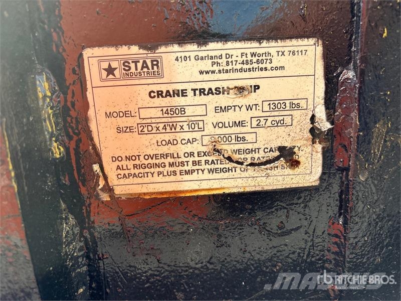 Star Industries 1450B Crane trash skip Nosturien osat ja lisävarusteet