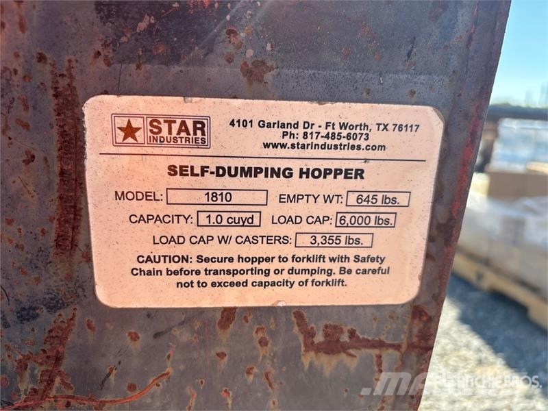 Star Industries 1810 1 cyd Self-Dumping Hopper Silos y tolvas