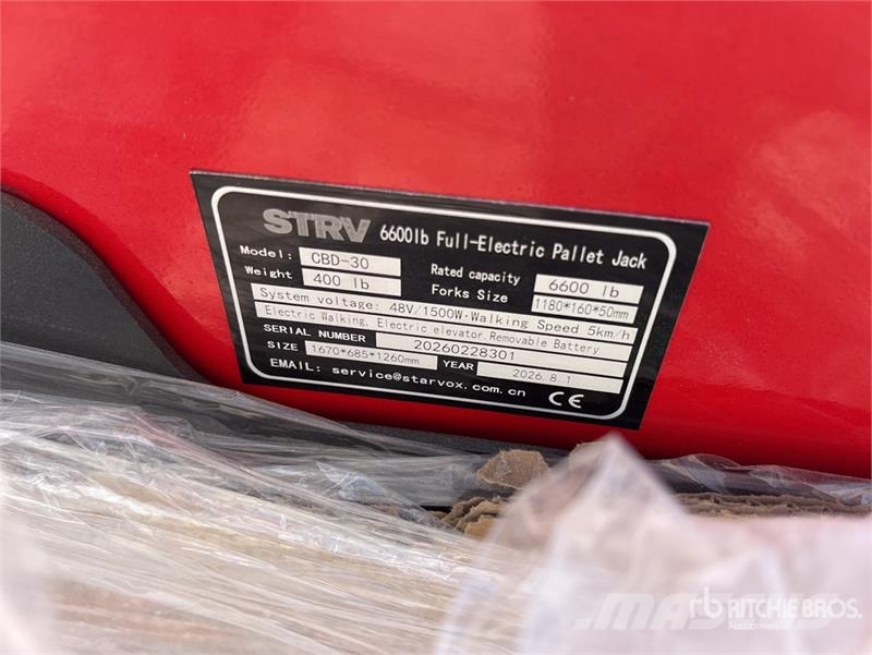 STARVOX CBD-30 6600 lb Electric Pallet Jack (Unuse Montacargas manual para paletas