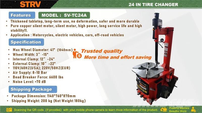  STARVOX SV-TC24A 24 in Tire Changer (Unused) Строителство - Други