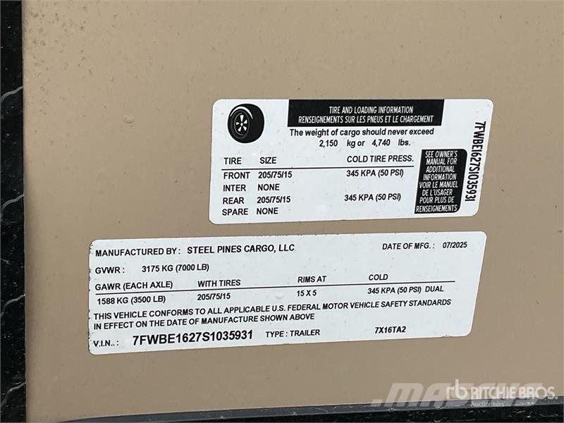 Steel Pines 7X16TA2 16 ft T/A Enclosed Trailer Прицепы-фургоны