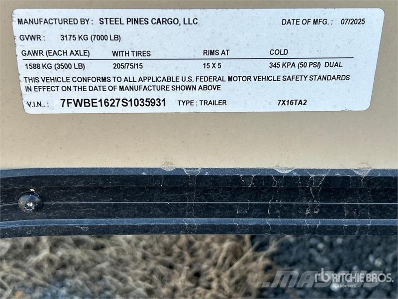 Steel Pines Cargo, LLC 7x16TA2 16 ft T/A Enclosed Furgons