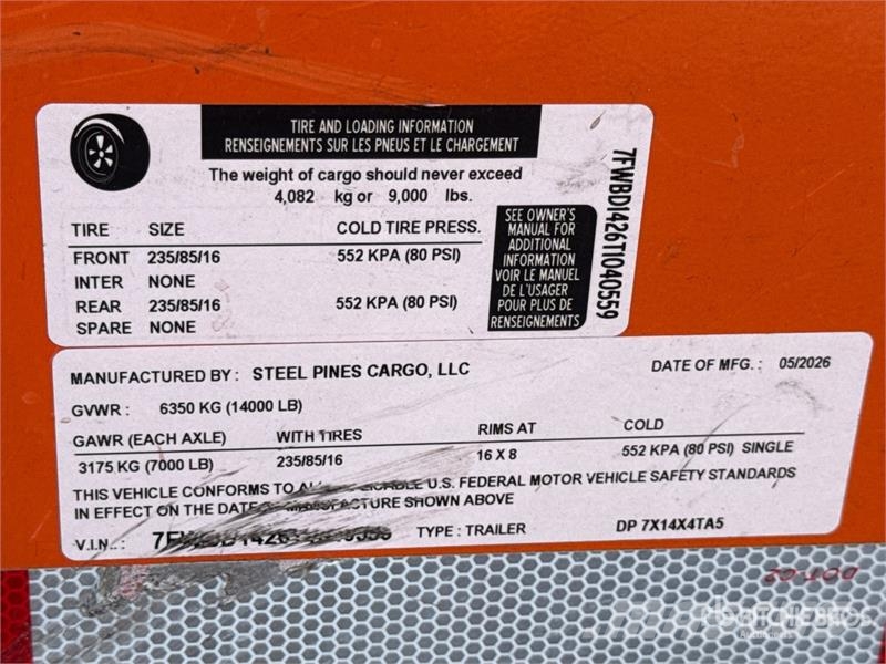  Steel Pines DP7X14X4TA5 14 ft T/A Dump Utility Tra Reboques basculantes