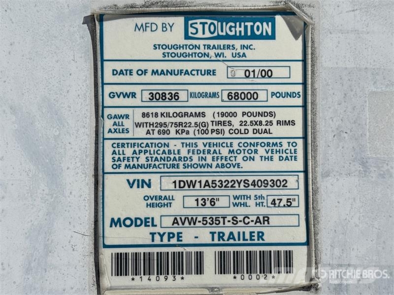 Stout 53 ft x 102 in T/A Van Trailer Prikolice zabojniki