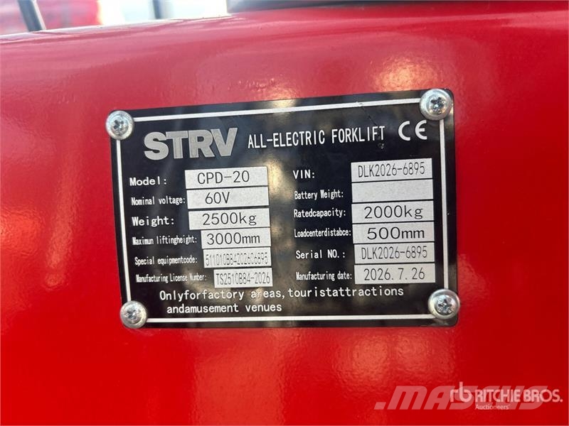 STRV CPD-20 4400 lb Electric Forklift (Unused) 전동 지게차