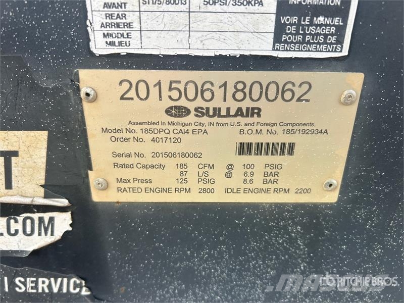 Sullair 185 cfm Mobile Air Compressor Kompresoriai