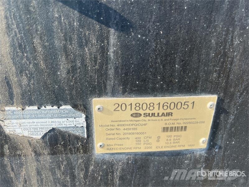 Sullair 400HDPQ-CU 400 cfm Mobile Air Compressor Compressors