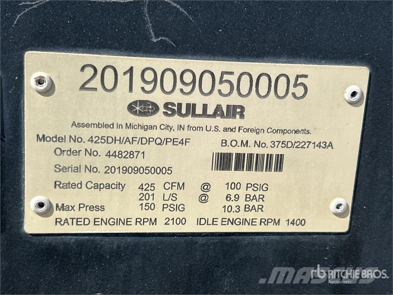 Sullair 425HDPQ-PE 425 cfm Mobile Air Compressor Kompresorji