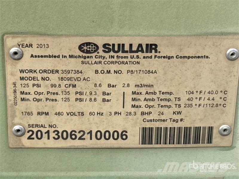  Sullivan-Palateck 2.8 m3/min Air Compressor 콤푸레샤