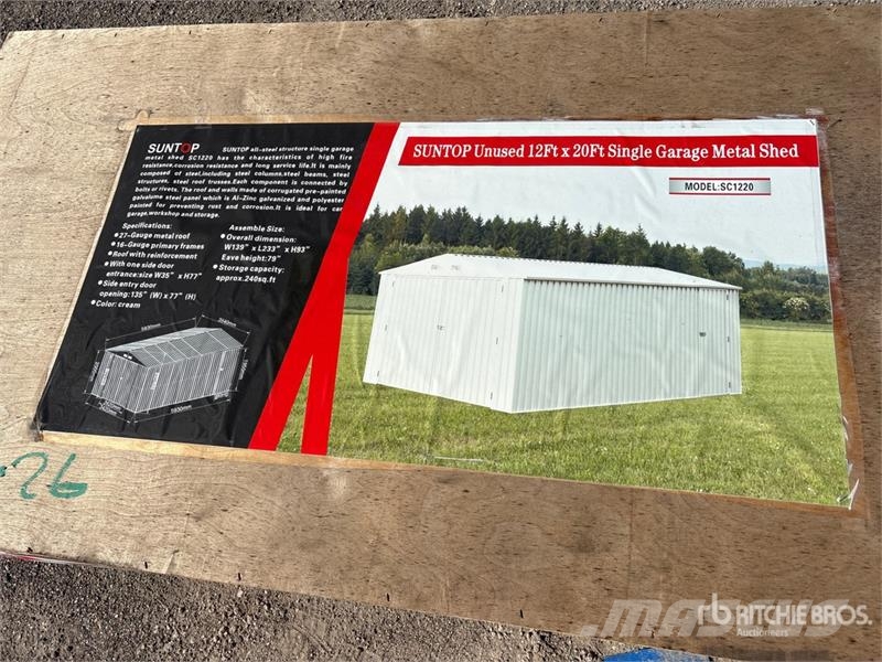SUNTOP SC1220 Single Garage Metal Shed (Unused) Çelik çerçeveli yapılar