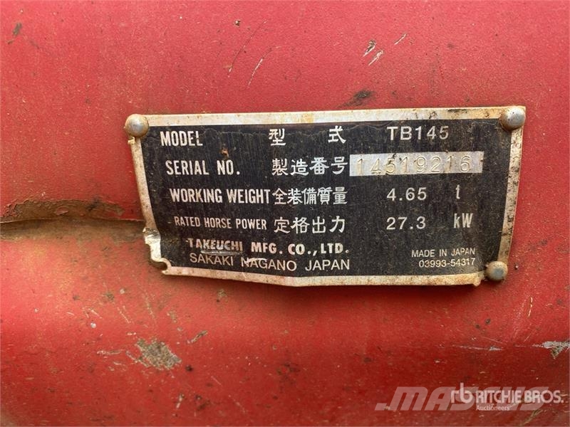 Takeuchi TB145 Miniekskavaatorid < 7 t