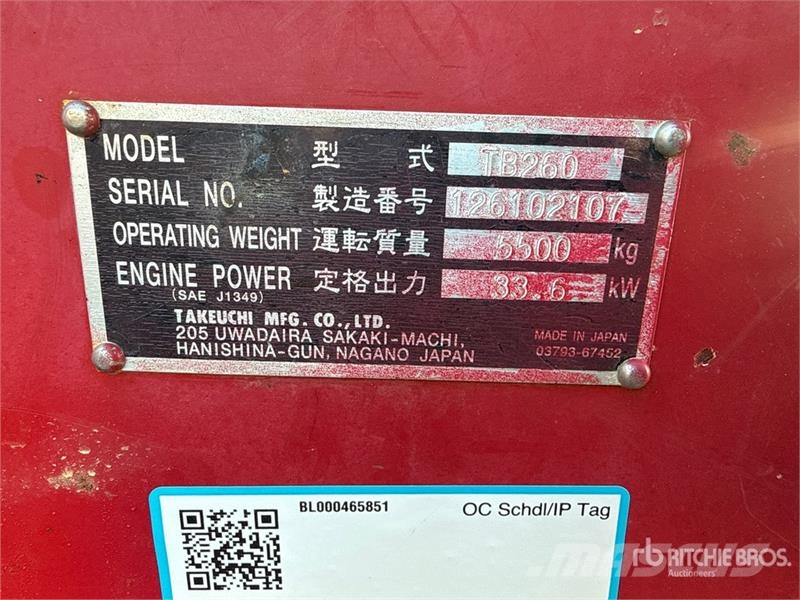 Takeuchi TB260 Mini bagri <7t