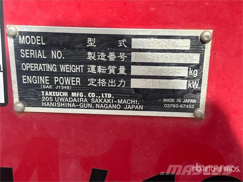 Takeuchi TB260 حفارات صغيرة أقل من 7 طن (حفارات صغيرة)