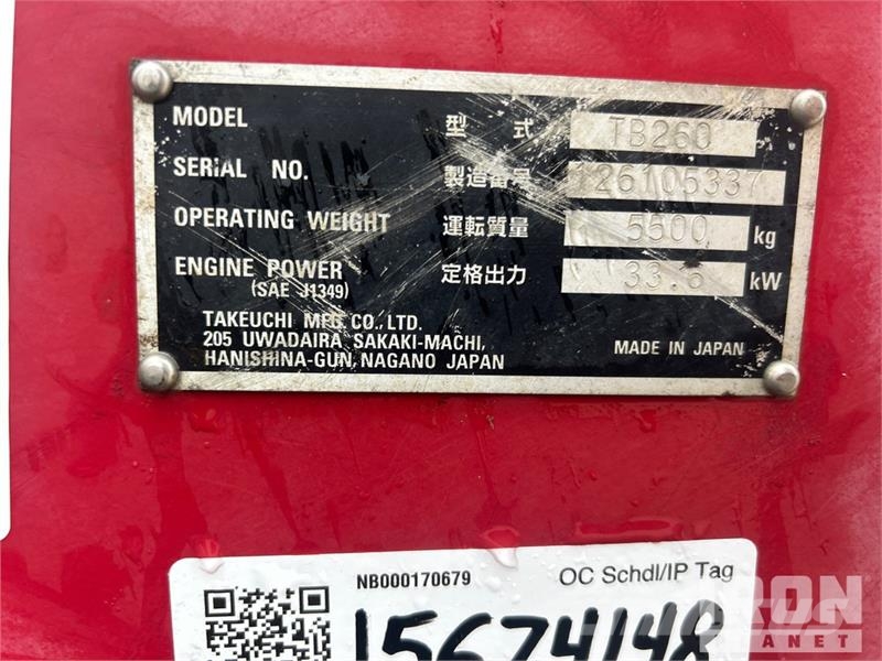 Takeuchi TB260 Minigrävare < 7t
