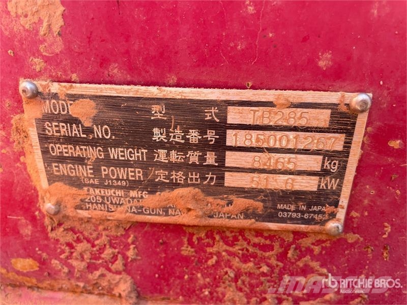 Takeuchi TB285 Tracked Excavator Crawler excavators